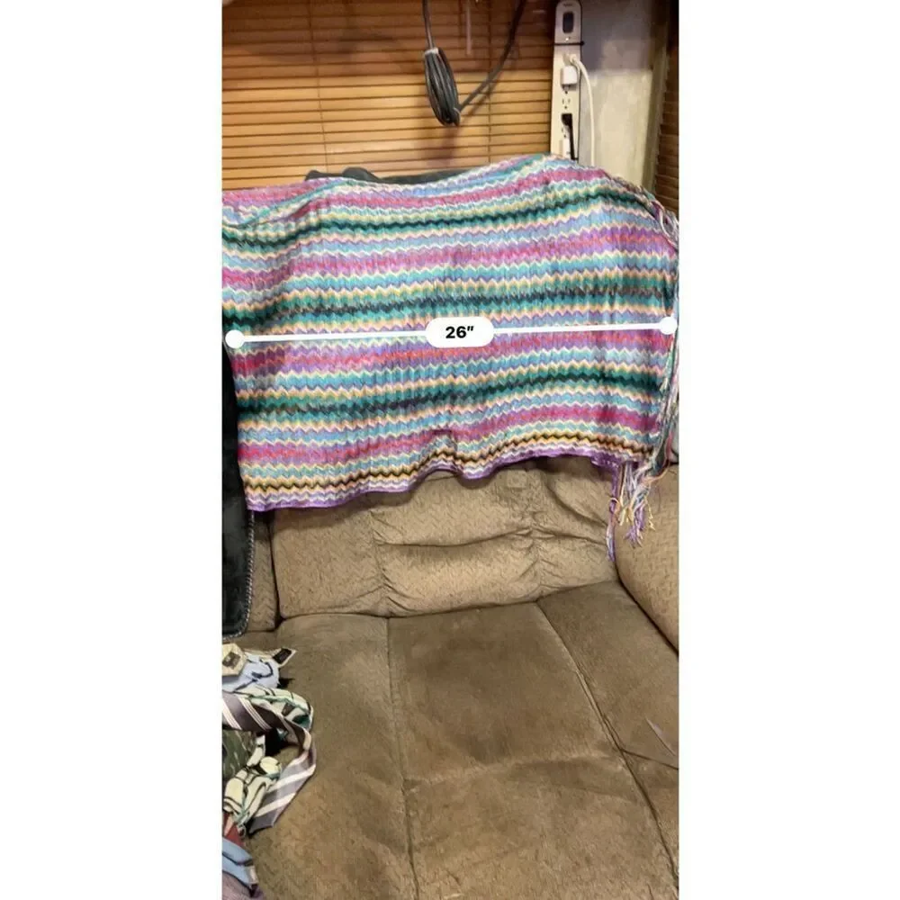 Chevron Knit Multicolored Long Scarf 21 Inch